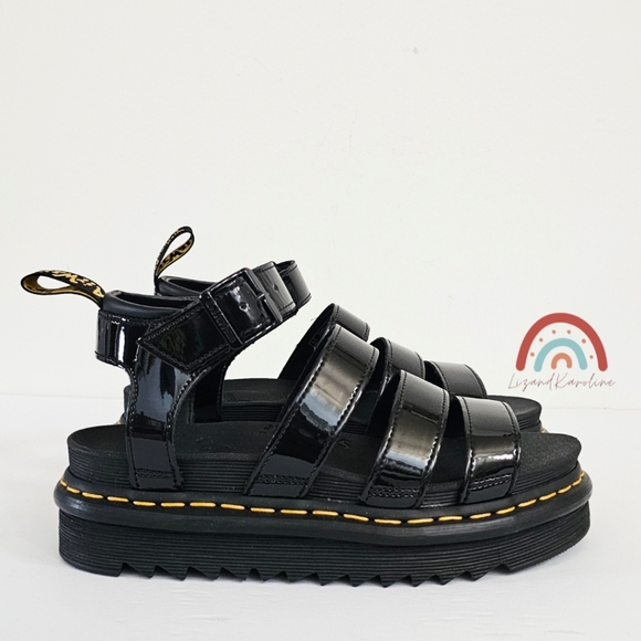 New! Dr. Martens Blaire Black Patent Leather Strap Sandals EU 38 - Picture 6 of 16